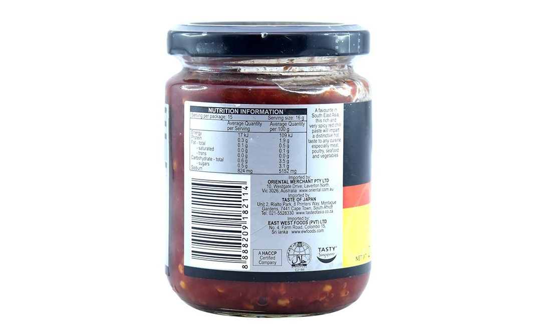 Ong's Sambal Oelek    Glass Jar  240 grams